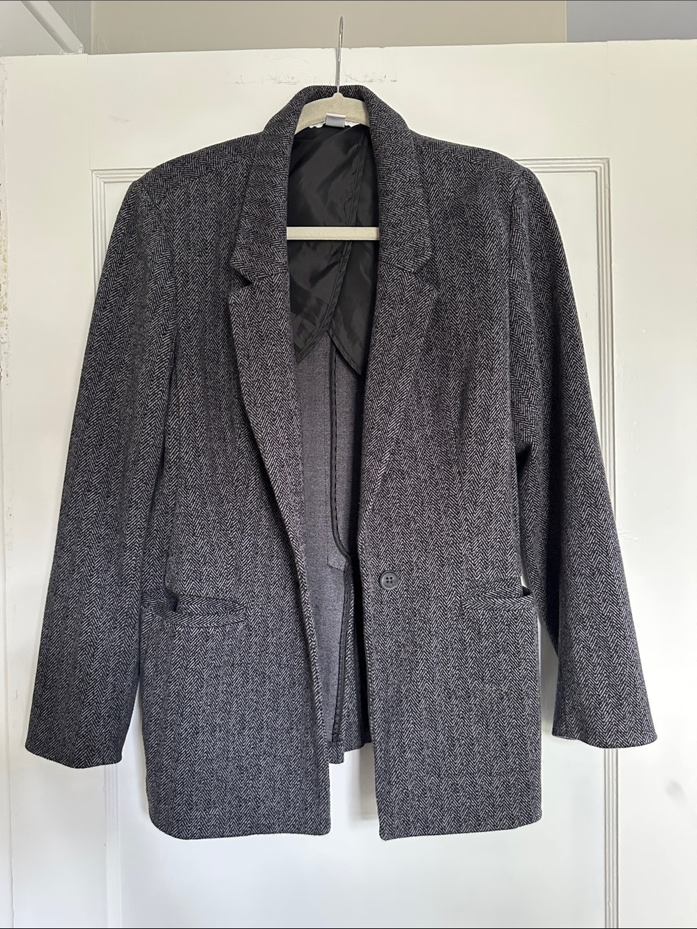 Old Navy Women's Dark Gray Herringbone Blazer